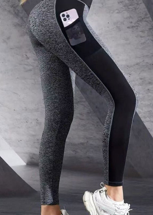 Ignite Grey Butt Scrunch Mesh Panel Leggings Patchwork Capri Running Leggings