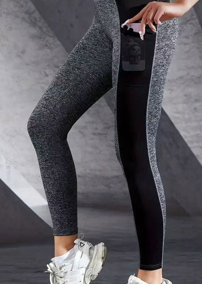 Ignite Grey Butt Scrunch Mesh Panel Leggings Patchwork Capri Running Leggings